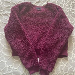 Fleece Burgundy Crop Sweater